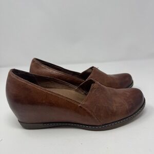 Dansko Brown Leather Wedge Loafer Shoes Size 37 /‎ US 6.5
